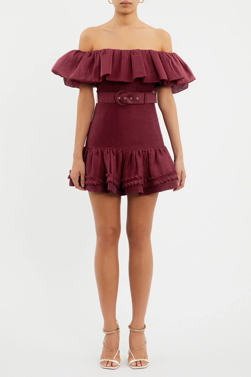 Bordeaux Off Shoulder Mini Dress - Image 2
